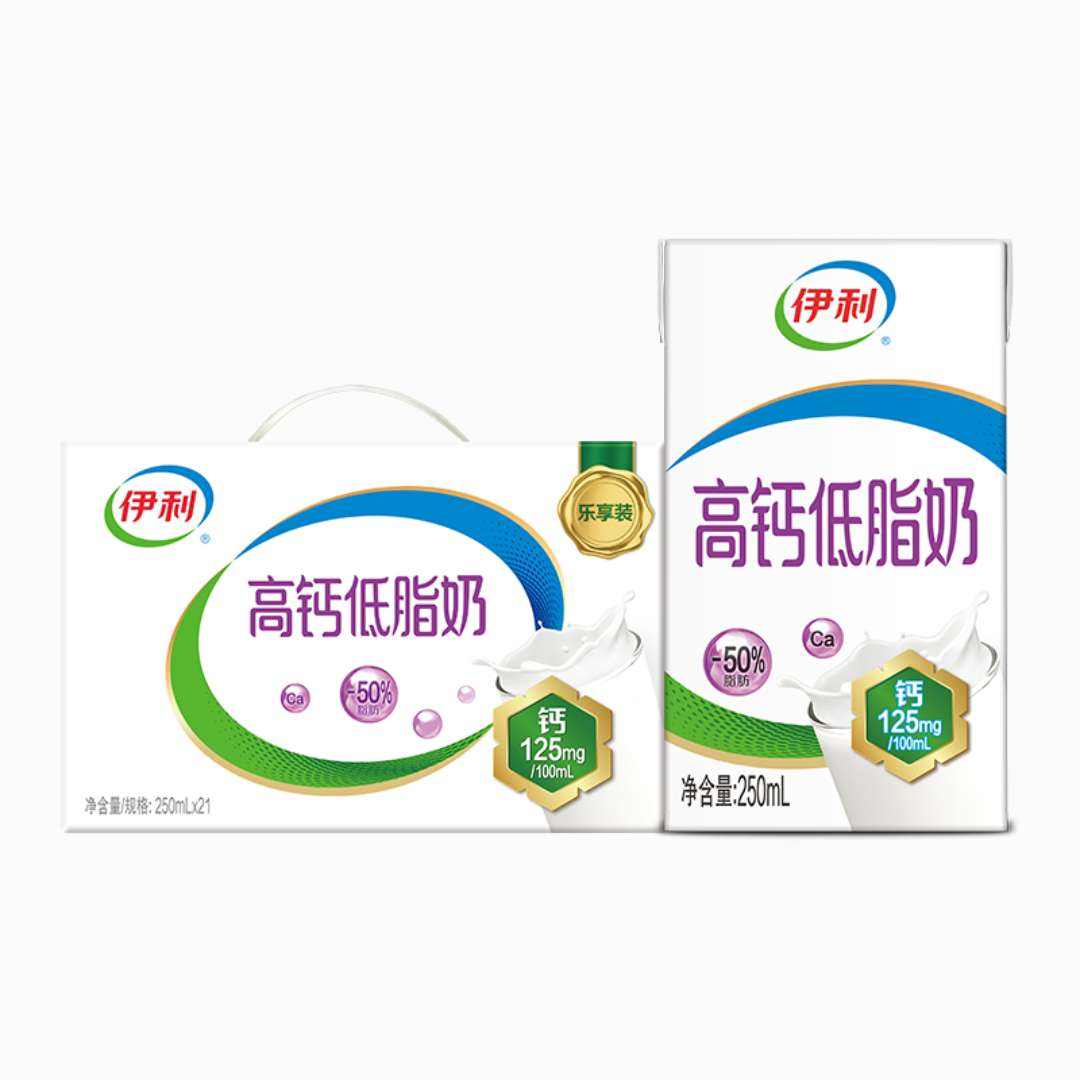 plus会员:伊利 高钙低脂牛奶整箱 250ml*21盒*4件 合34.9元/件（弹券低至33.65元/