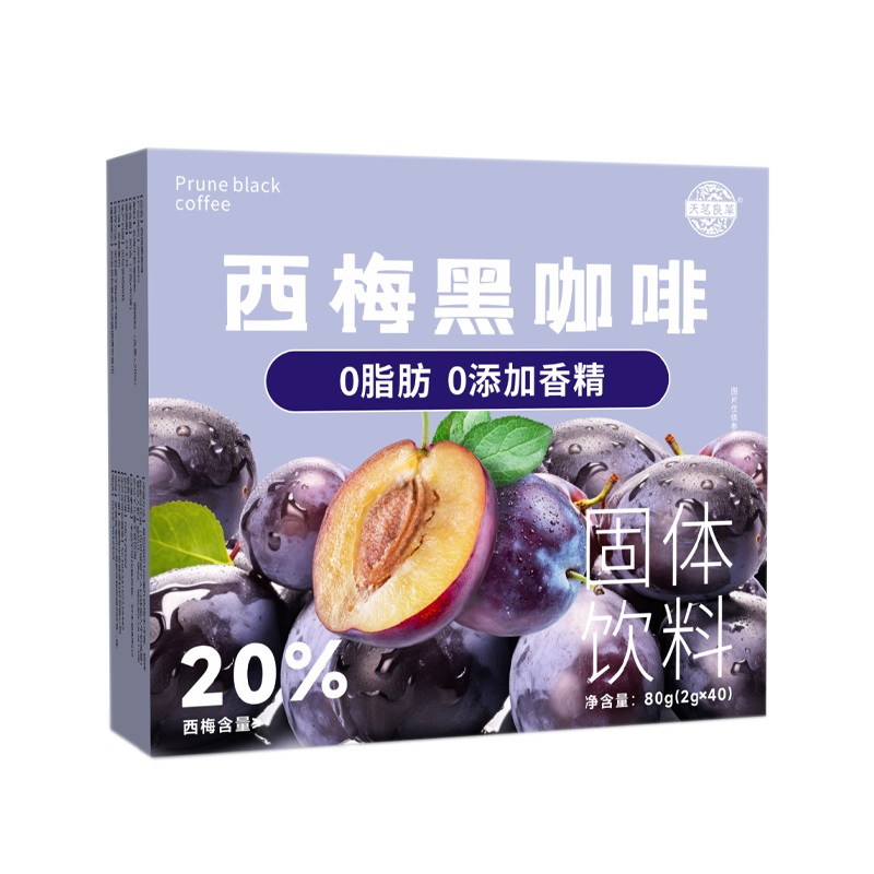 天茗良草 西梅黑咖啡 80g*1盒 14.9元包邮（需用券）