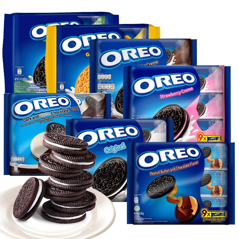 plus会员:奥利奥（OREO）印尼进口 少甜香草味夹心饼干*1袋 248.4g 16.7元包邮