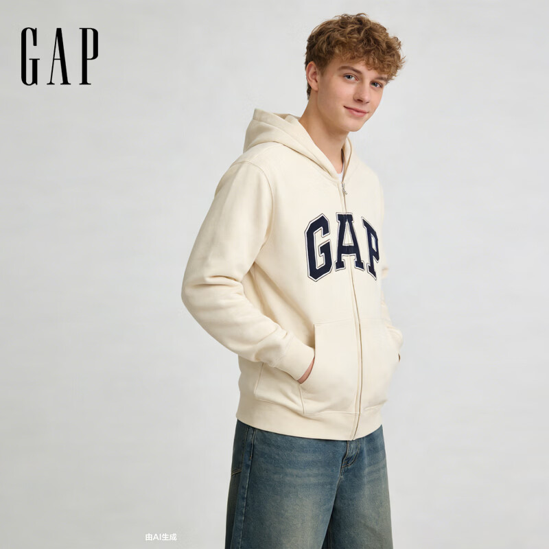 Gap 男女装碳素磨毛字母logo连帽抓绒卫衣上衣609115米色 L 亚洲尺码 114元 - 86线报