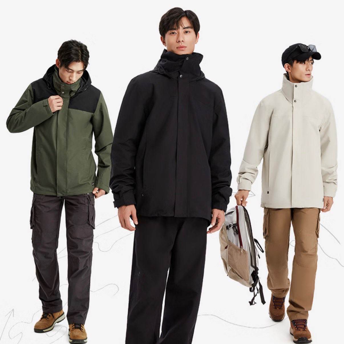 迪卡侬（DECATHLON）冲锋衣男三合一男女夹克防风防水夹克男保暖可拆卸内胆