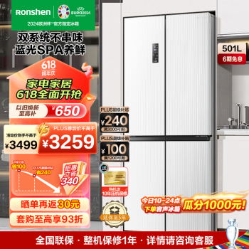 Ronshen 容声 离子净味系列 BCD-501WD18FP 风冷十字对开门冰箱 501L 白色 ￥2662.6