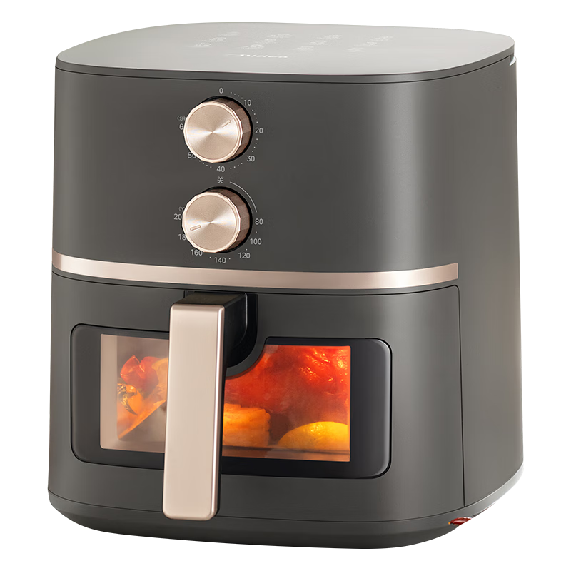 美的 空气炸锅 免翻面 可视嫩烤 家用大容量 5.3L 炸烤箱一体 精准控温 不沾
