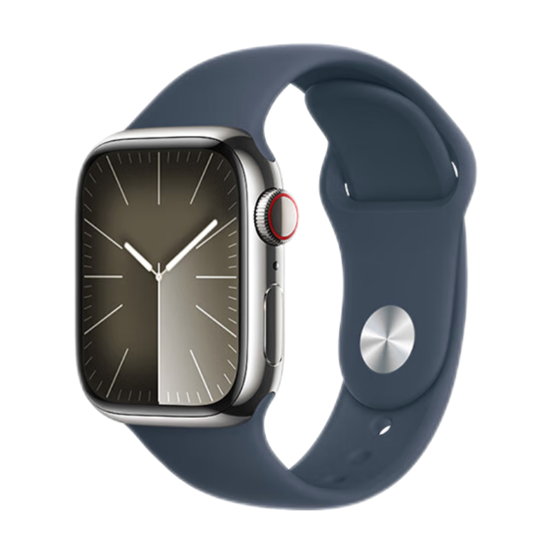 plus会员：Apple/苹果 Watch Series 9 智能手表GPS+蜂窝款41毫米银色不锈钢表壳风