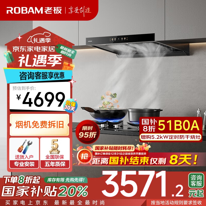 ROBAM 老板 双子星 E1 欧式吸油烟机 ￥3556.2