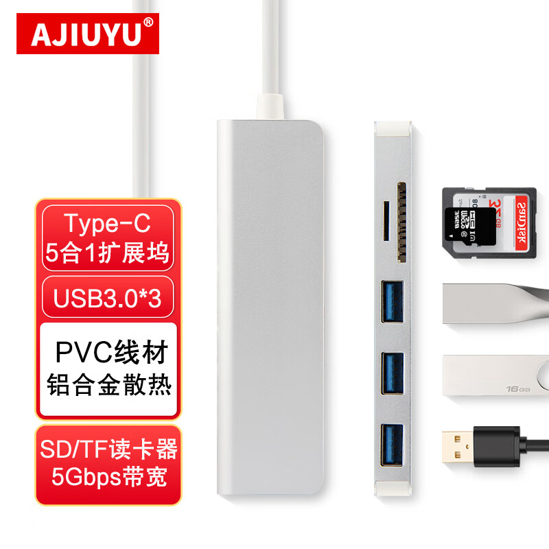 AJIUYU 适用于Redmi Book笔记本扩展坞VGA转换器HDMI转接头USB-C网口Type-c电脑拓展