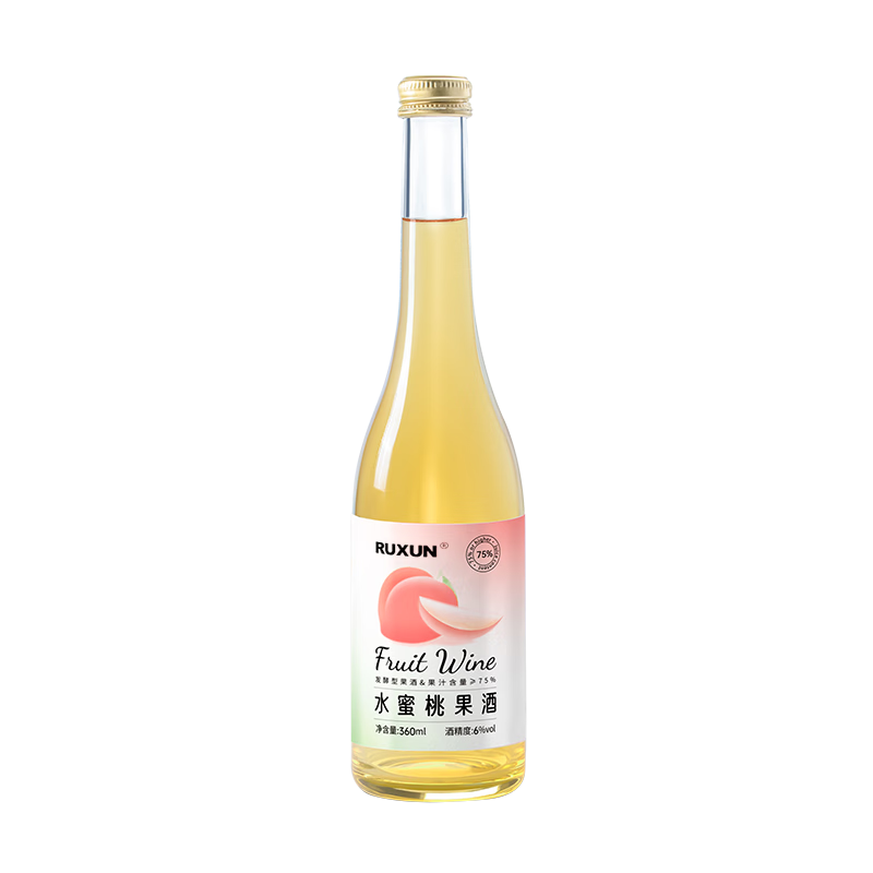 如醺（RUXUN）果酒 水蜜桃口味 6度甜酒 360ml/瓶装 4.95元