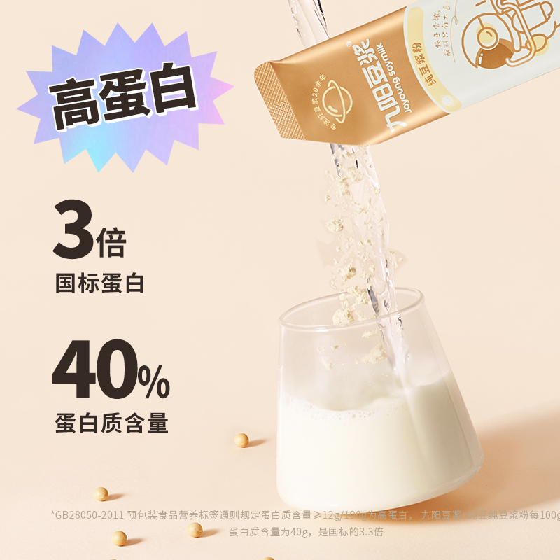 Joyoung soymilk 九阳豆浆 纯豆浆粉5条装*20g高植物蛋白0添加糖营养 7.9元
