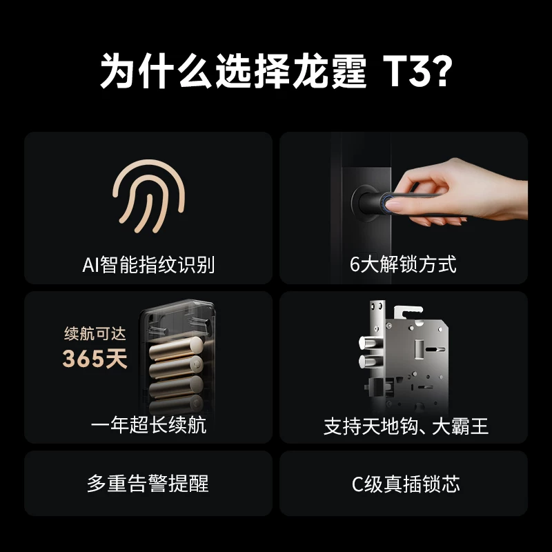 龙霆 T3指纹识别 电子锁 268.52元 - 线报酷
