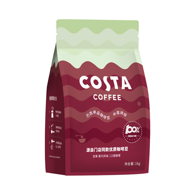 百亿补贴、PLUS会员：COSTA COFFEE 咖世家咖啡 COSTA 100﹪阿拉比卡中烘焙豆 巴西