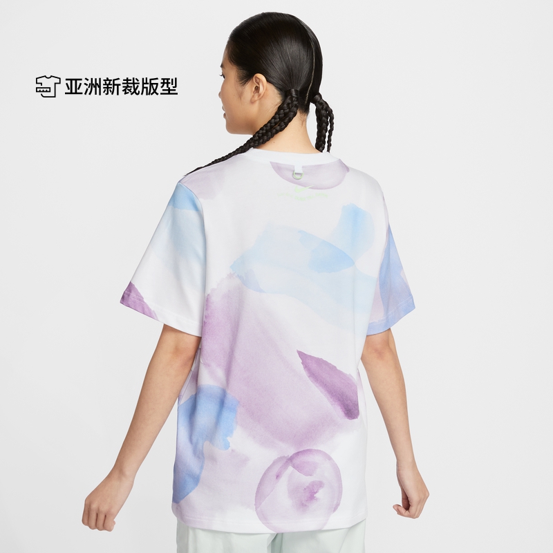 NIKE 耐克 官方女子印花T恤夏季新款宽松纯棉时尚舒适HF6178 192.2元（需买2件