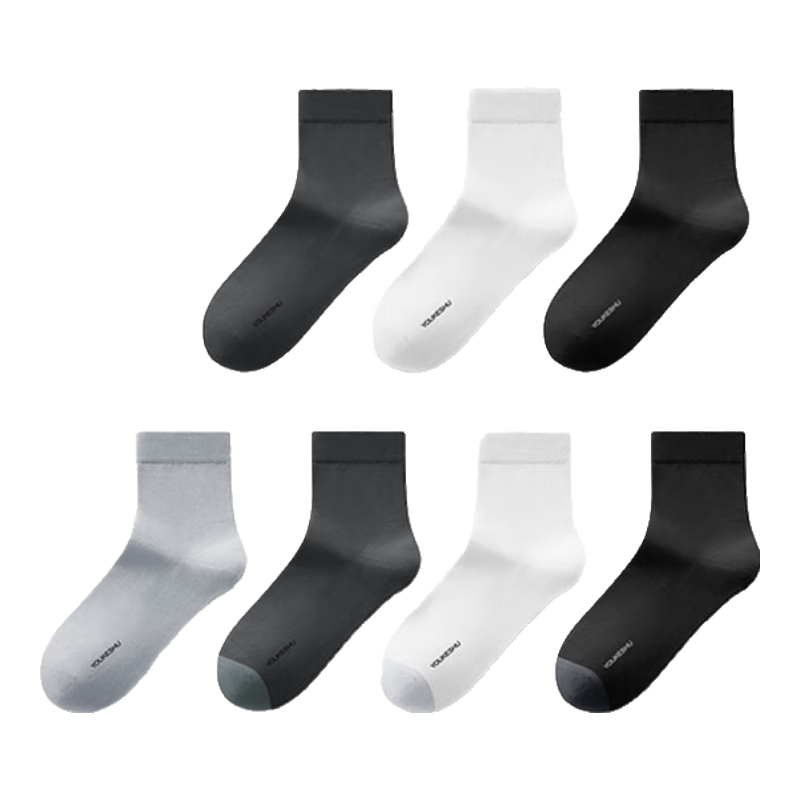 再降价：有棵树 7双装 男士袜子男秋冬中筒袜7A抗菌消臭抗起球透气商务休