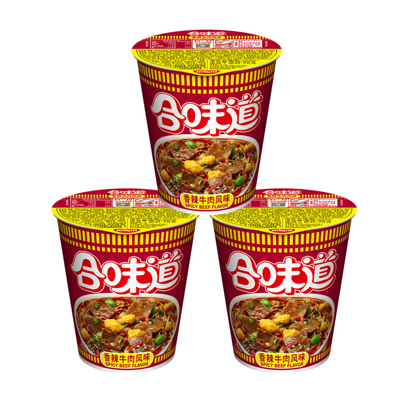 NISSIN 日清食品 日清方便面 合味道 香辣牛肉风味76g 3杯装 10.06元（需用券）