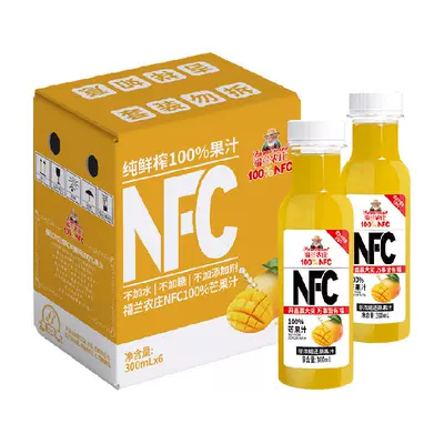 88VIP：福兰农庄 NFC芒果汁 300ml×6瓶 17.4元包邮+150个淘金币（需领券）