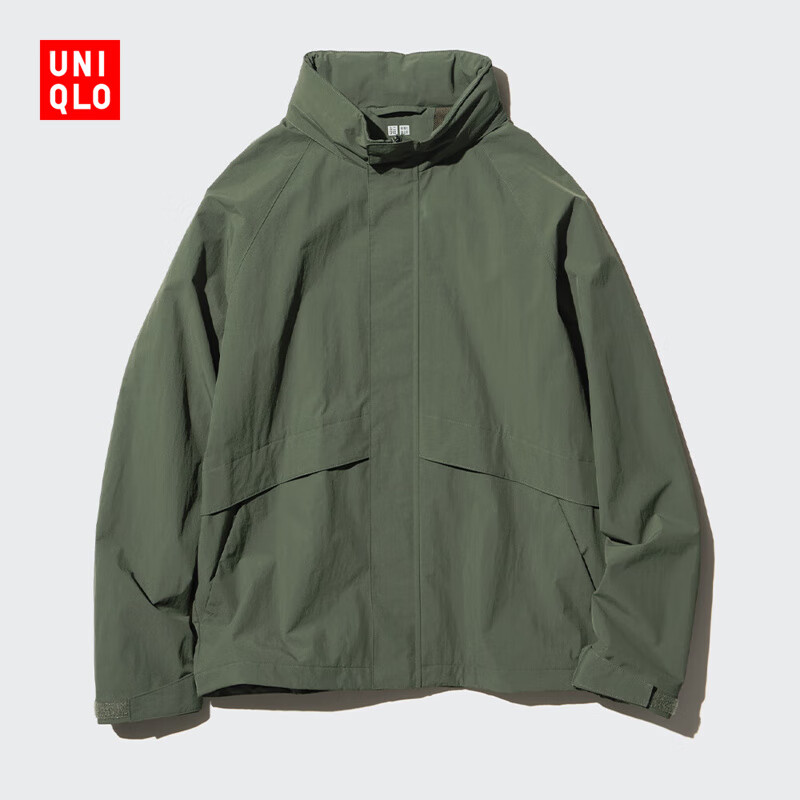 UNIQLO 优衣库 男装/女装防风立领茄克外套夹克户外休闲连帽475038 475038/57深橄