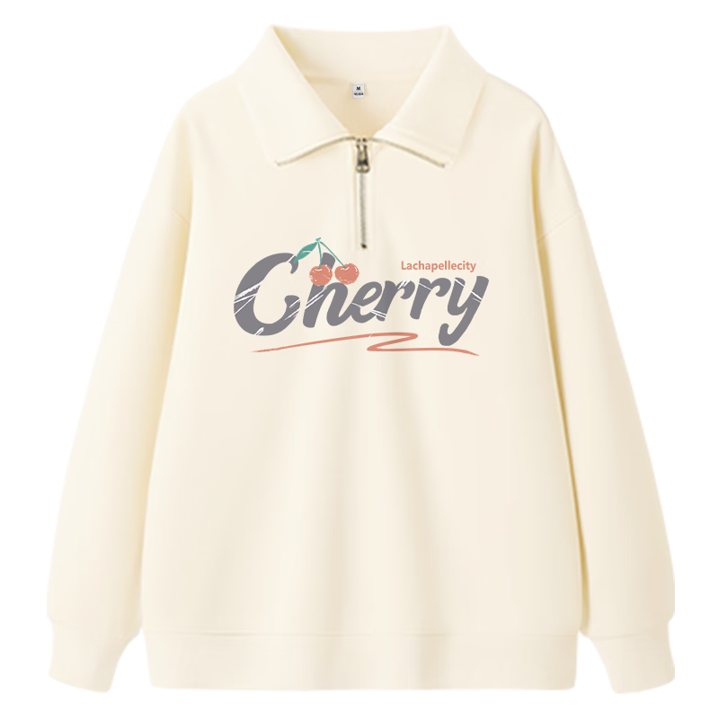 La Chapelle City拉夏贝尔 polo领卫衣女 杏-cherry M 54.9元包邮（需用券）