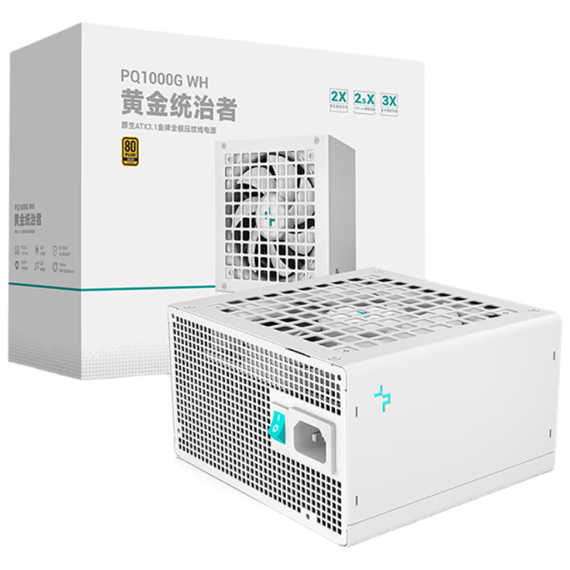 plus:九州风神 额定1000W PQ1000G金牌全模组主机电源白色 日系主电容/FDB轴承/10