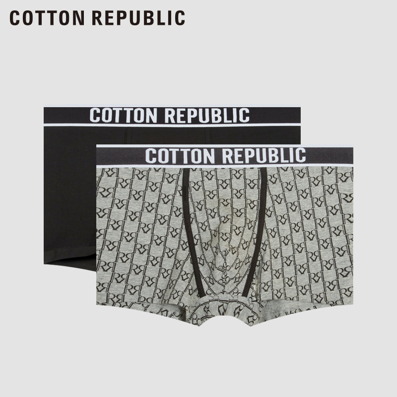 cotton REPUBLIC 棉花共和国 2020秋冬新款男士平角印花内裤两条装 74元（需用券