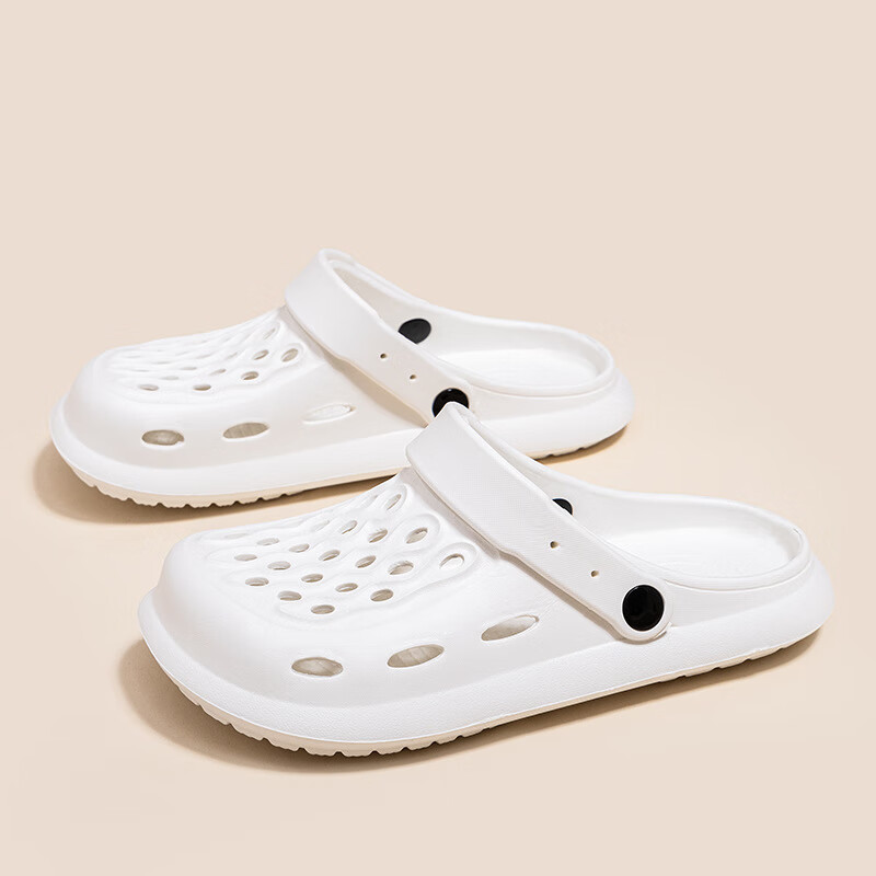 FOURDATRY 2024新款洞洞鞋夏季花园鞋男女漂流鞋情侣沙滩鞋 白色 37 13.9元（需