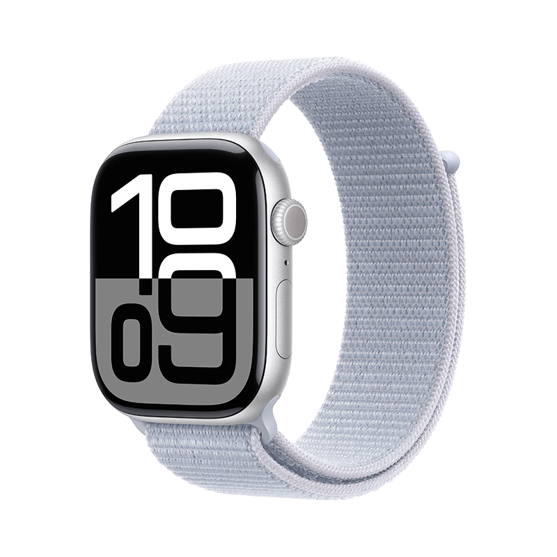 Apple/苹果 Watch Series 10 智能手表GPS款46毫米银色铝金属表壳青云色回环式运动