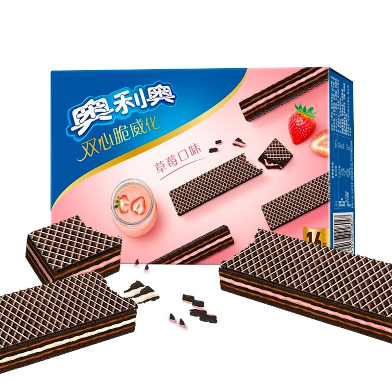 88VIP：OREO 奥利奥 双心脆可可威化饼干草莓口味 192g*3 休闲零食 25.55元