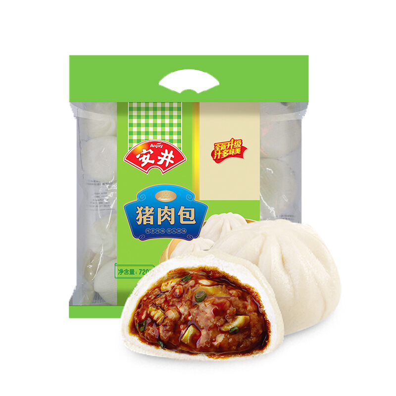 Anjoy 安井 猪肉包 720g /袋 约24个 家庭装肉包 速冻面食早餐早茶面点包子 13.31