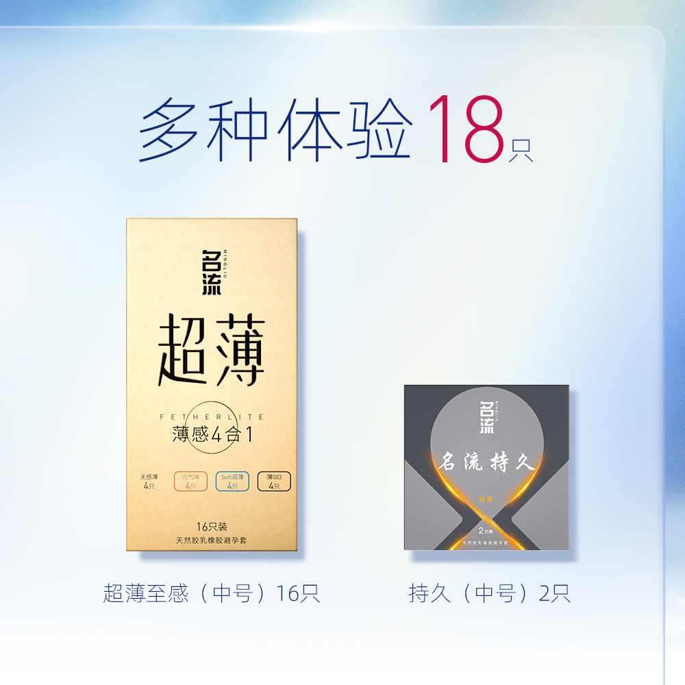 18日0点：名流 安全套 超薄至感16只+赠持久2只 7.9元包邮（需用券）