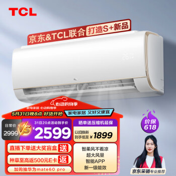 TCL 空调 2匹新一级能效 净润风 智能变频冷暖柔风 卧室空调挂机KFRd-46GW/D-STA2
