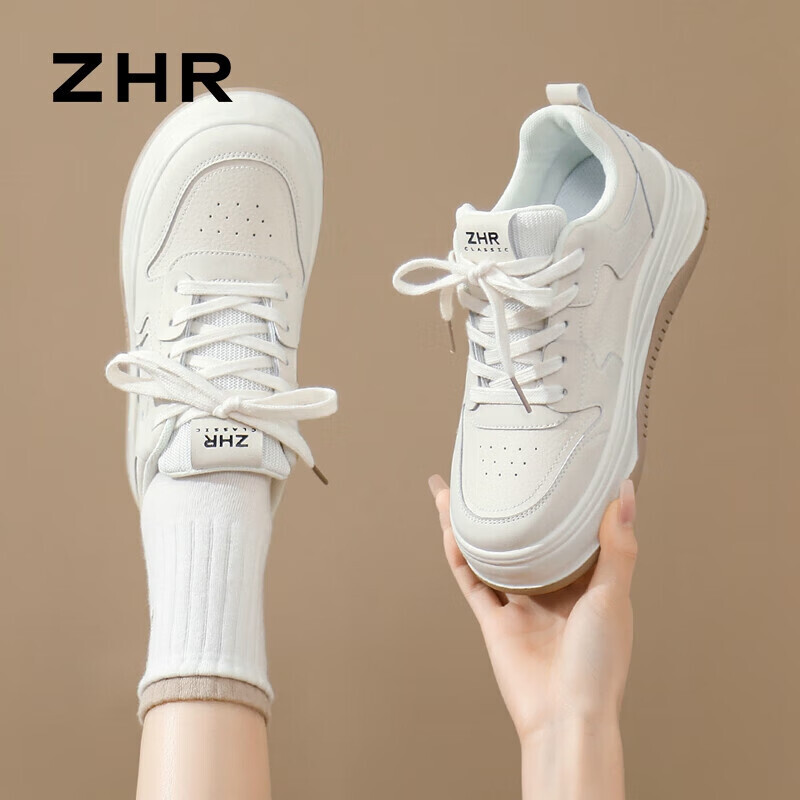 ZHR 休闲板鞋女经典百搭小白鞋子女软底舒适运动跑步女鞋 JL02米色 38 129.2元