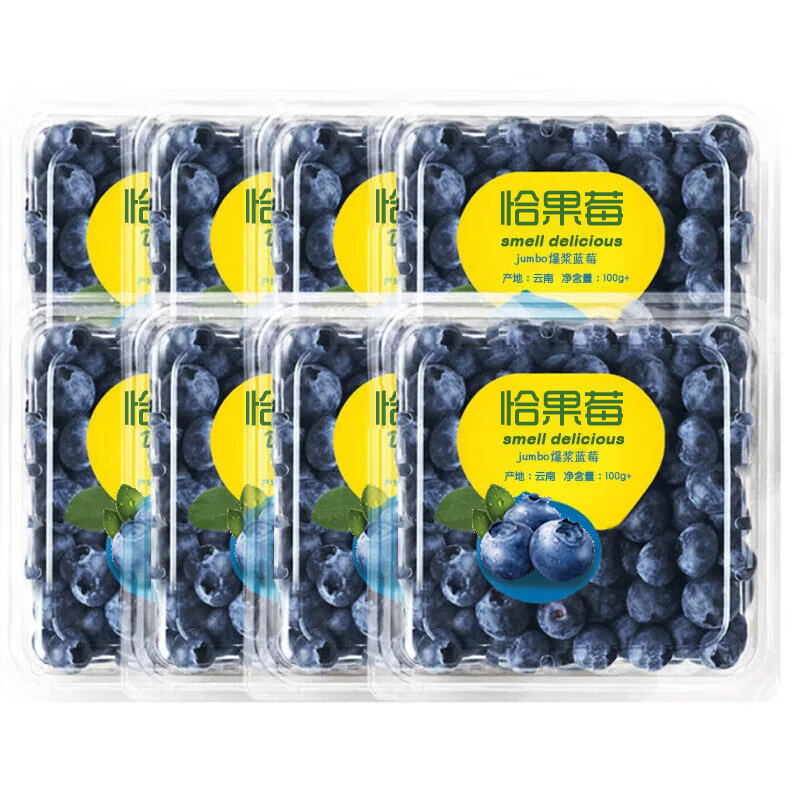 PLUS会员：京满福 云南蓝莓大果100-125g/盒*6盒 单果15mm+ 25.66元（需用券）