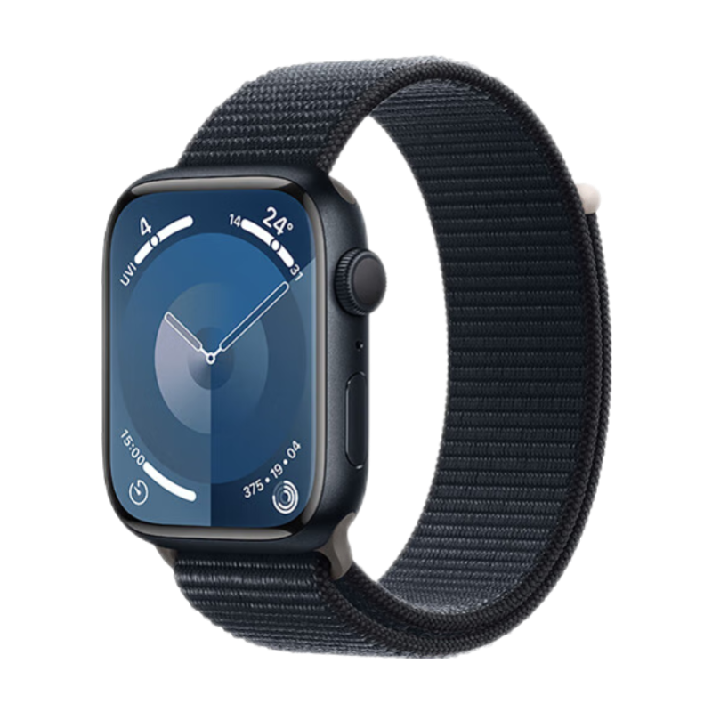 PLUS会员：Apple 苹果 Watch Series 9 智能手表 GPS款 45mm 午夜色 回环式运动表带 24