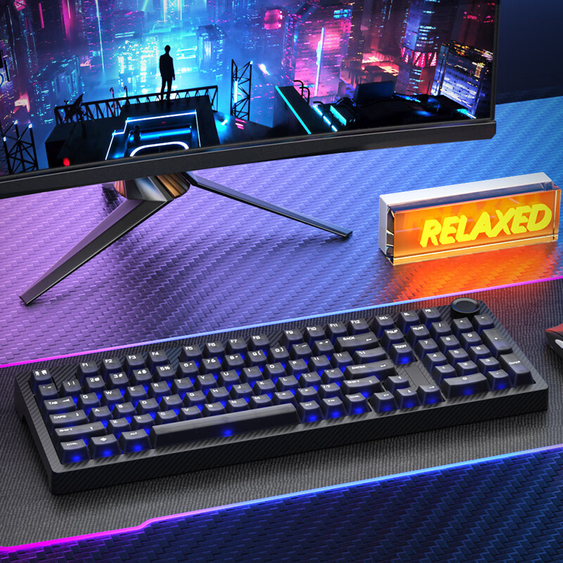 SKN 青龙惊碳 复合碳纤维机械键盘 三模双8K游戏键盘 98配列办公键盘 Top/Gasket