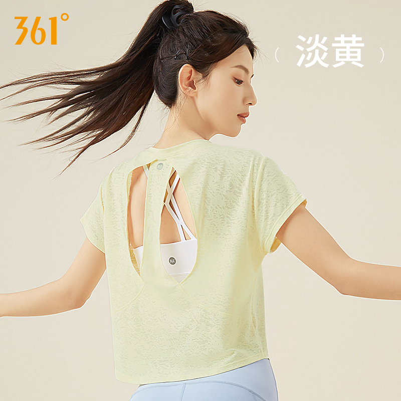 361° 361瑜伽服女2024新款夏季跑步健身服短袖运动t恤女高级感运动上衣 44.9元