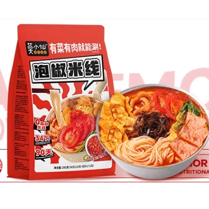 广东人吃不了一点的米线：莫小仙 泡椒米线 292g*3袋 40.9元包邮（双重优惠）