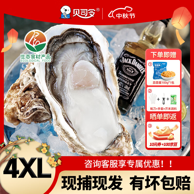 BEISILING 贝司令 特大乳山生蚝鲜活牡蛎即食海蛎子海鲜水产一箱10斤XXXXL 139.9