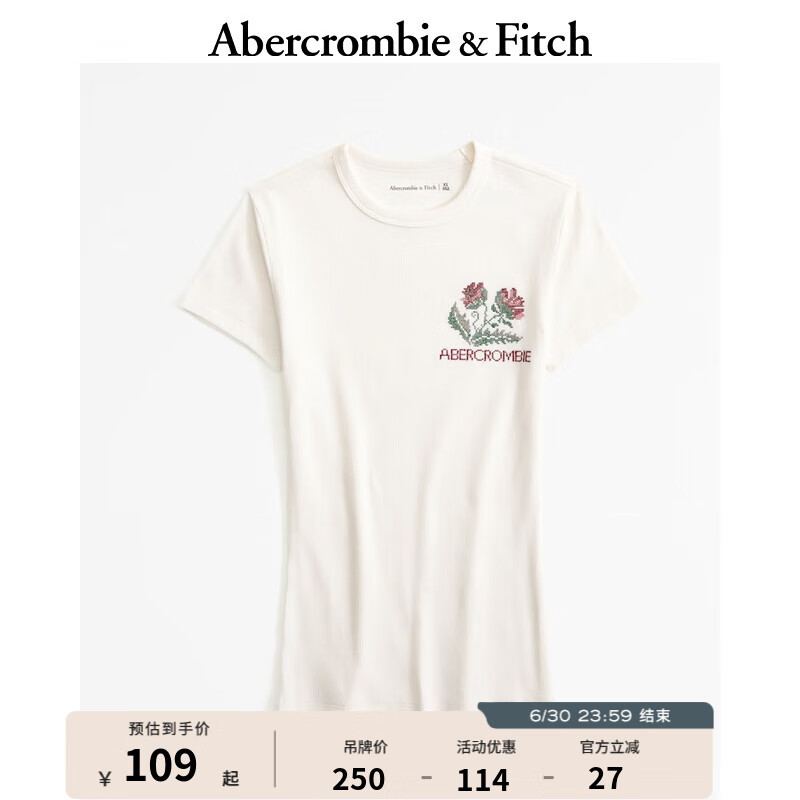 Abercrombie & Fitch 碎花Logo款圆领时尚T恤 358156-1 ￥107.72