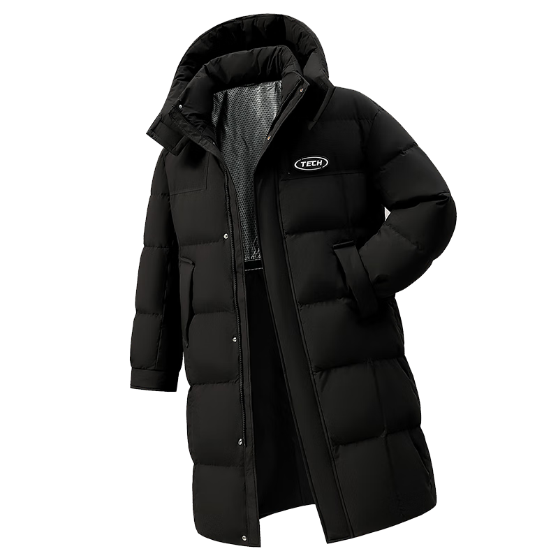 20点：鸭鸭 情侣款羽绒服男长款过膝 冬季中长款连帽防寒加厚保暖外套 227