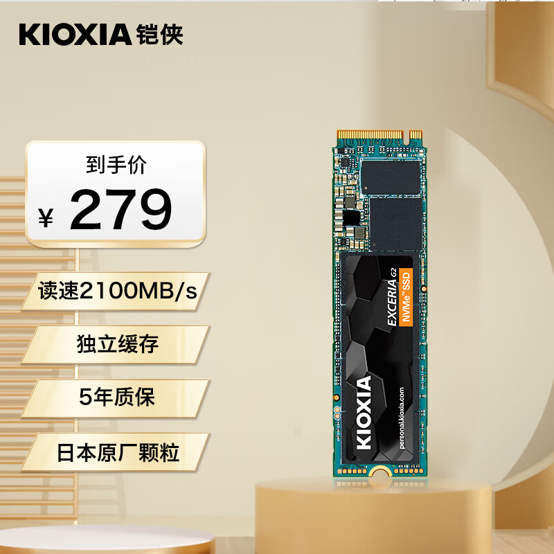 KIOXIA 铠侠 RC20系列 EXCERIA G2 NVMe M.2 固态硬盘 500GB（PCI-E3.0） ￥279