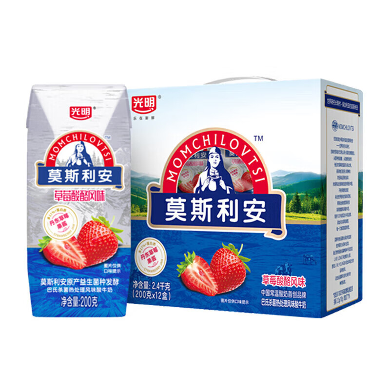 MOMCHILOVTSI 莫斯利安 草莓酸酪风味酸牛奶200g*12盒/箱 礼盒装 37.81元