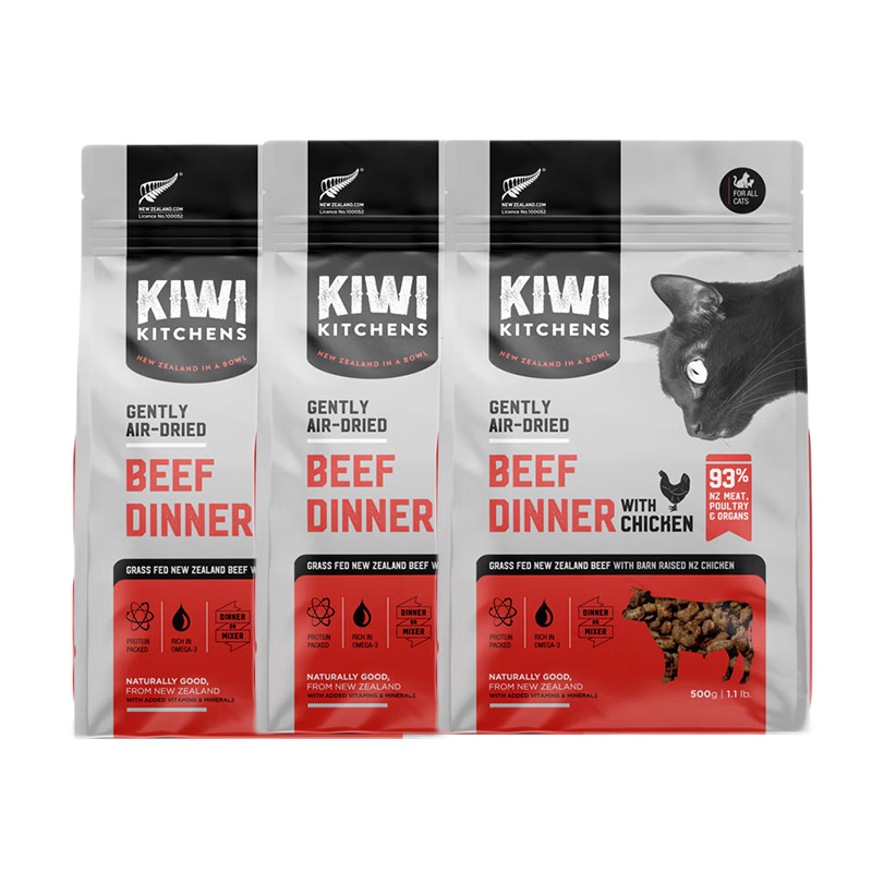 KIWI KITCHENS 临期kiwi新西兰进口无谷幼成猫风干猫粮500g*3包猫咪主粮 113.05元