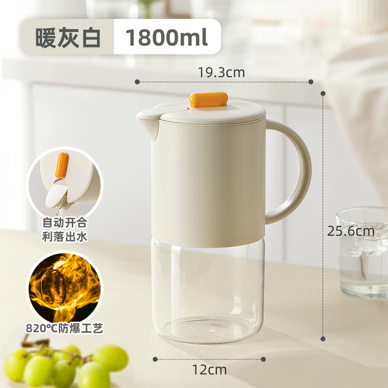 Royalstar 荣事达 玻璃茶壶 1800ml 白色 25.92元（需用券）