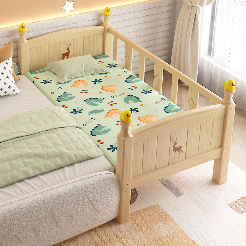话社 实木儿童床带护栏小床婴儿男孩女孩公主床单人床边床加宽拼接大床 78