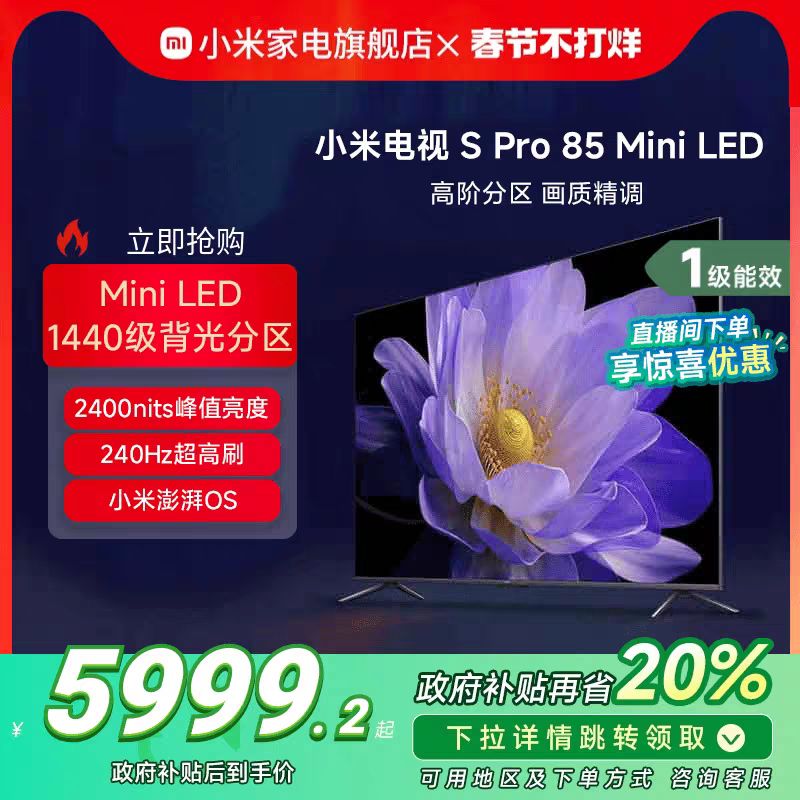 国家补贴：小米 Xiaomi S Pro系列 液晶电视 5999.2元（需用券）