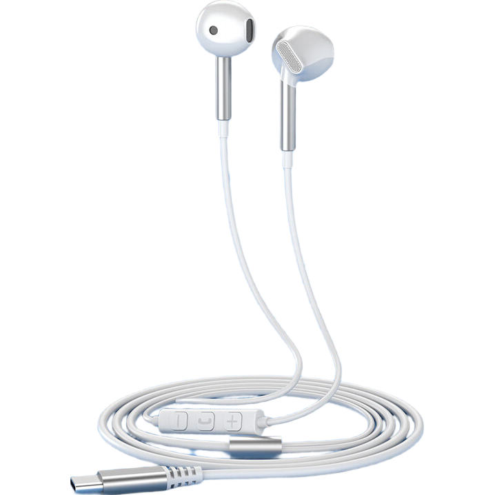 千飒 KE07有线耳机HIFI好音质数字芯片入耳式带线带麦耳塞 TYPE-C白银色 59元