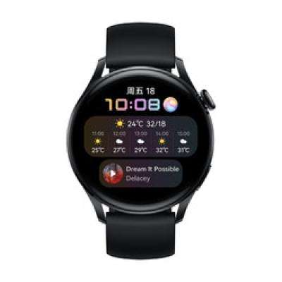 PLUS：HUAWEI 华为 WATCH 3 活力款 eSIM智能手表 46.2mm 黑色不锈钢表壳 黑色橡胶表