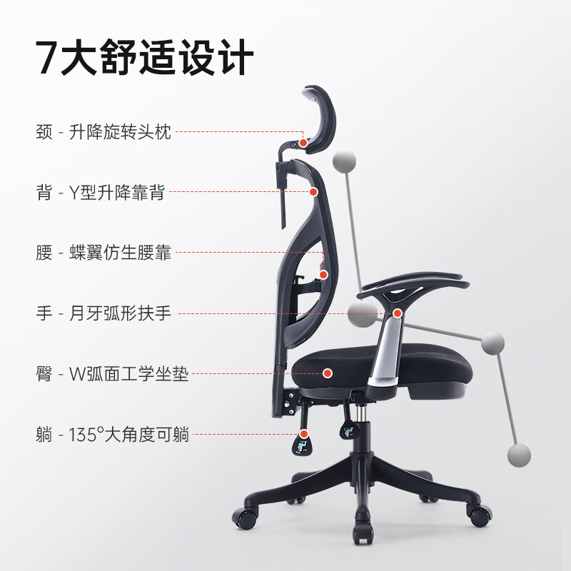 春焕新、家装季：SIHOO 西昊 M56-101 人体工学电脑椅 黑色 固定扶手款 369元