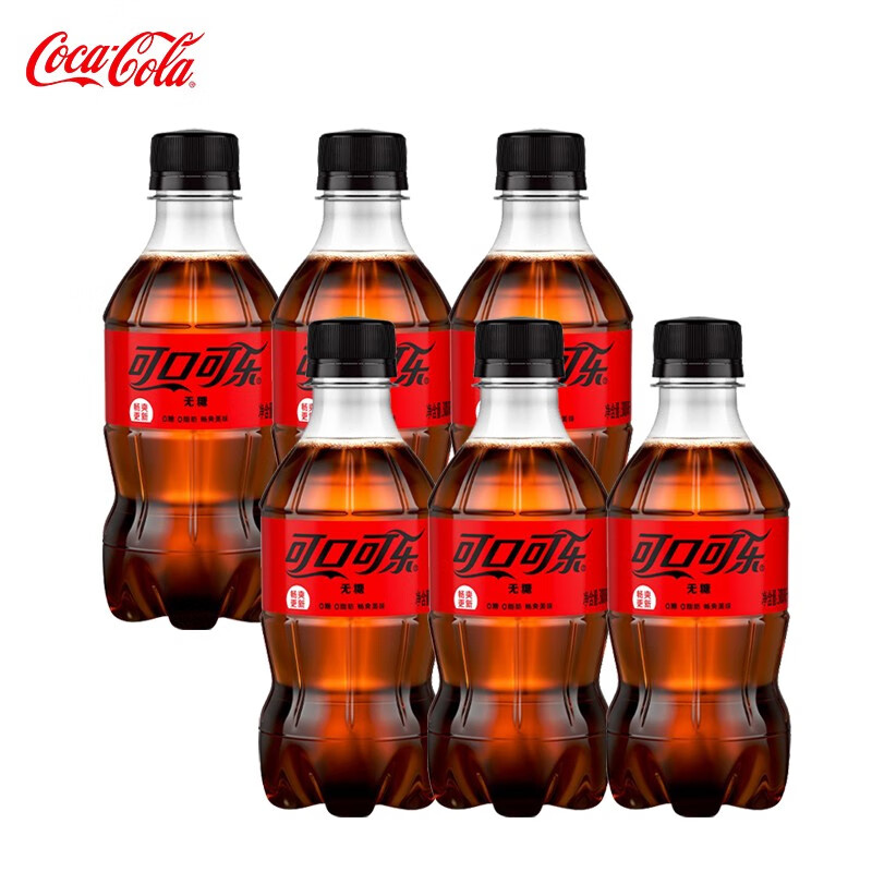 Coca-Cola 可口可乐 oca-Cola 可口可乐 无糖 零度汽水 300ml*6瓶 6.5元（需用券）