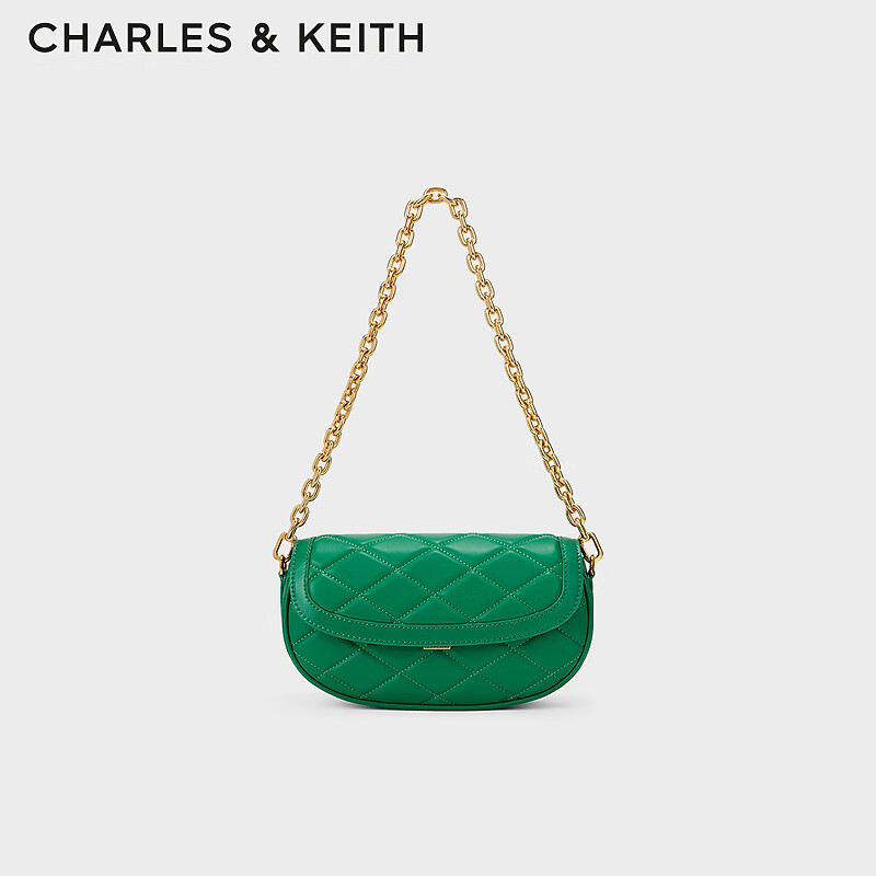 CHARLES & KEITH 女士宽肩带菱格链条斜挎腋下包 CK2-20271032 209.3元