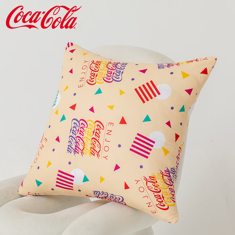 可口可乐 抱枕办公室午睡沙发靠垫汽车抱枕 繁花似锦 含枕芯 45*45cm一对装