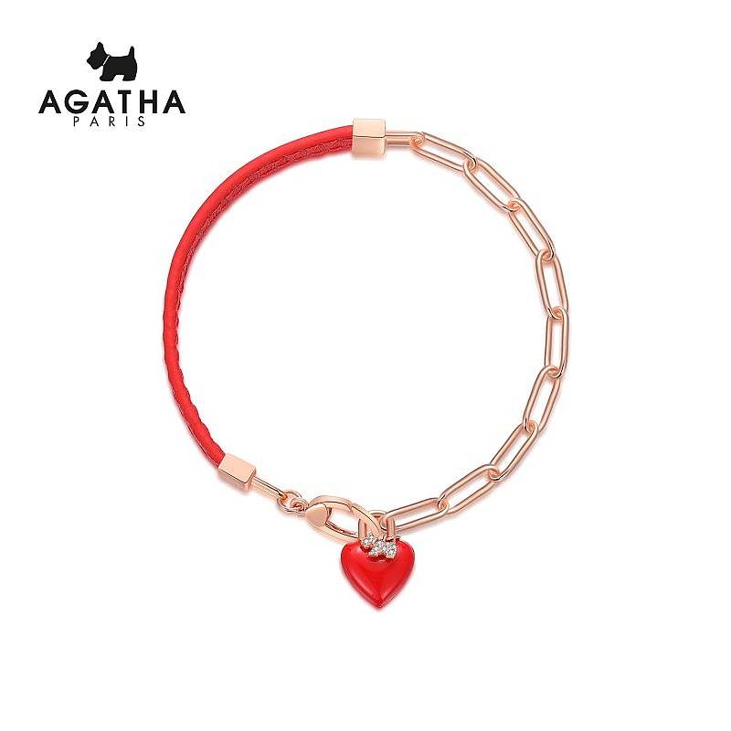 AGATHA 瑷嘉莎手链女红爱心链条气质配饰女情侣礼物 630元（需用券）